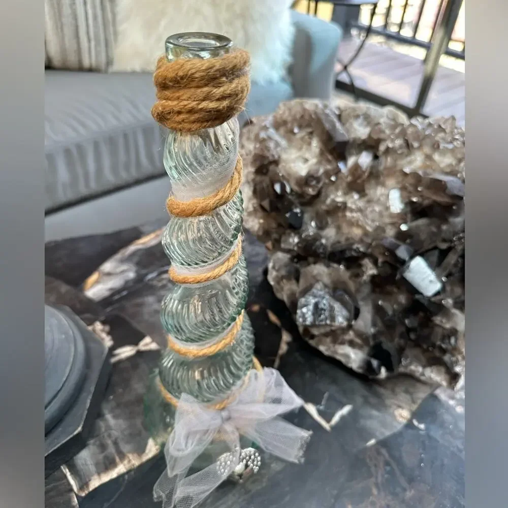 NWT Gorgeous handcrafted Etsy Angel Wing repurposed Vintage Bottle Vase Decor